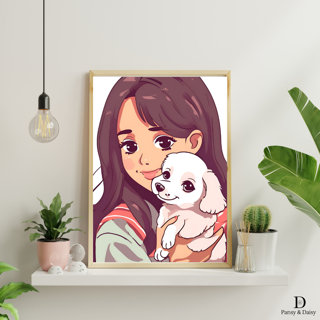 Furry Happiness Portrait  Digital Art Poster - Limited Edition A4